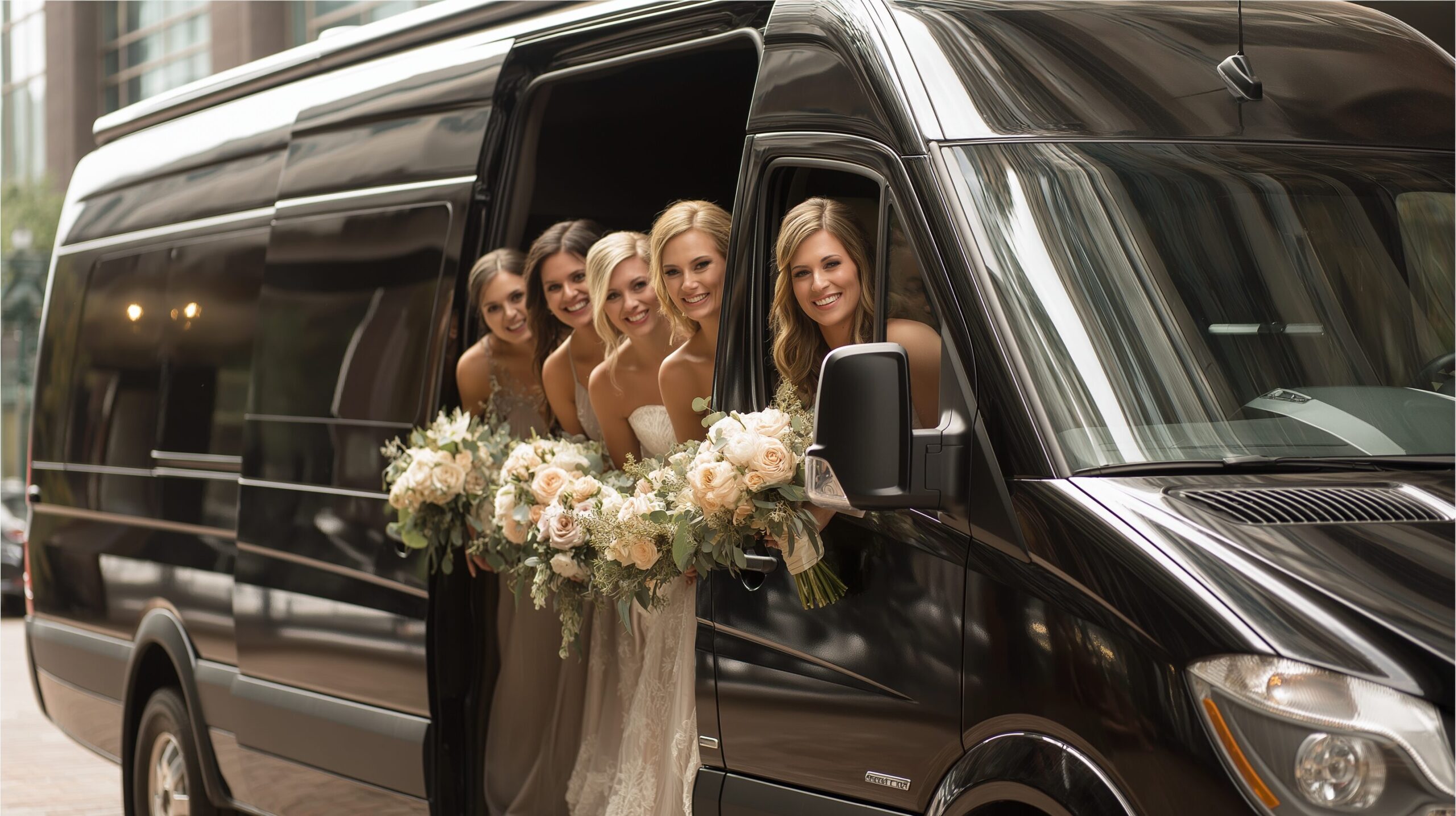 Wedding shuttle at estate wedding